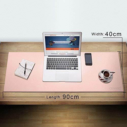 CENNBIE Extended PU Leather Mouse Pad/Mat Large Size 35.5" L x 15.7" W Artificial Leather Desk Pad Reversible Design Stylish for Office & Home (Pink)