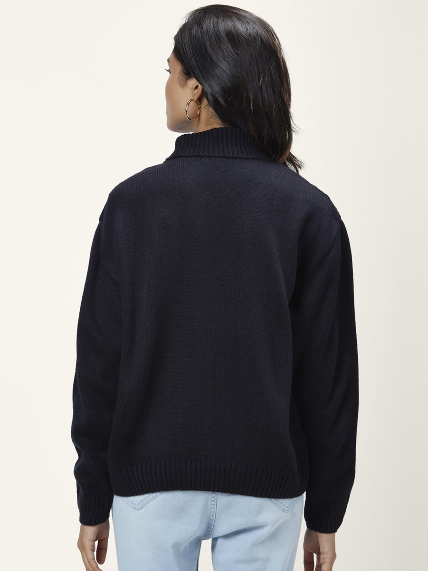 Honey by Pantaloons Navy Self Pattern Sweater