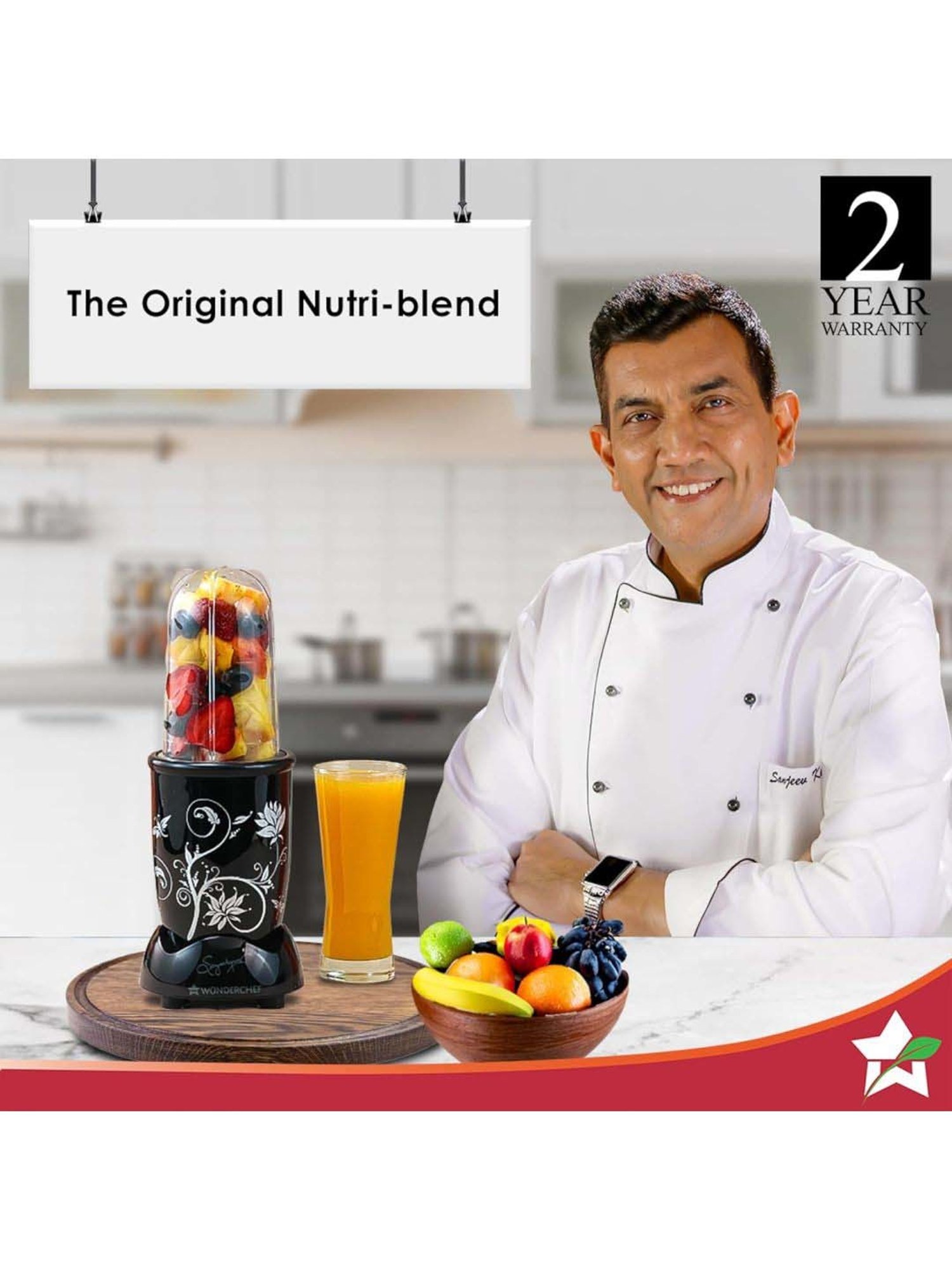 Wonderchef Nutri-Blend 22000 RPM Mixer-Grinder with 2 Unbreakable Jars (500W, Black)