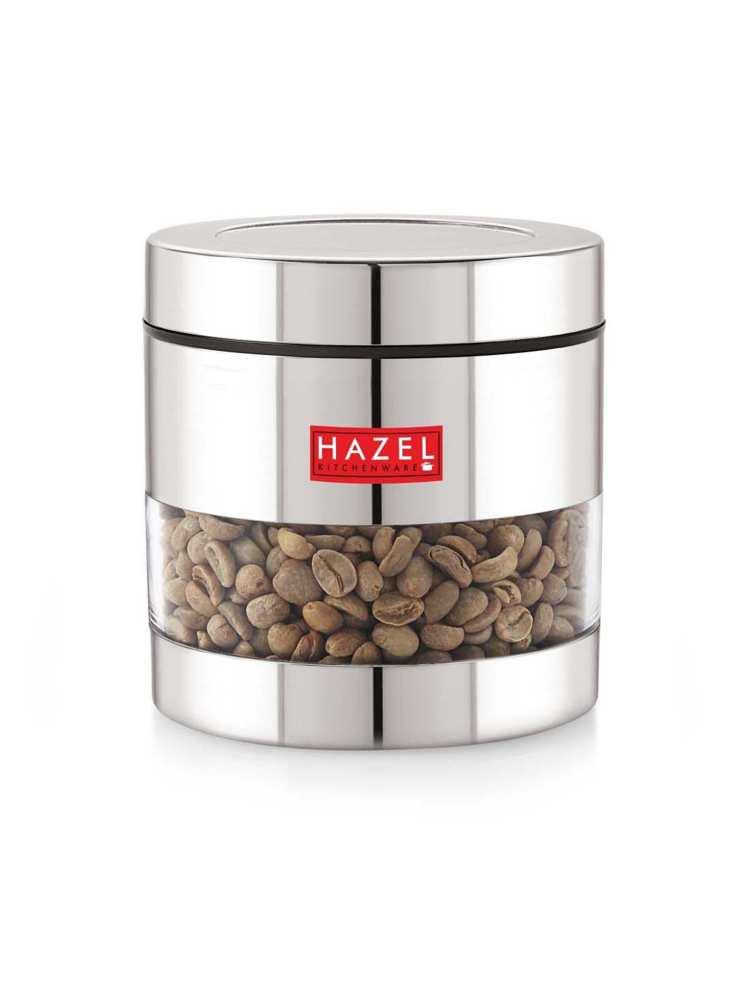 HAZEL Silver Stainless Steel Kitchen Storage Jar (600 ml) - Set of 1