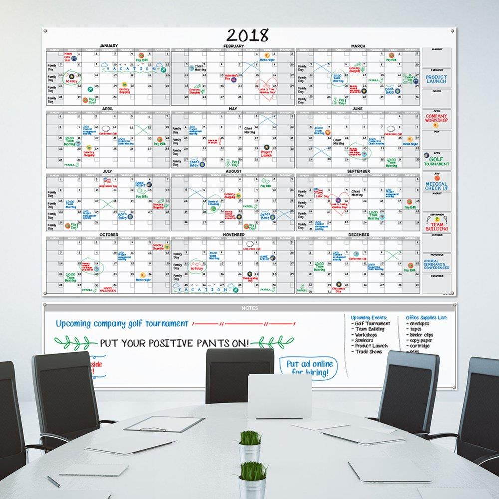 Large Dry Erase Wall Calendar - 58" x 38" - Blank 2019 Reusable Annual Planner - Academic Fiscal Year Office Project 12 Month Poster - Laminated Giant Jumbo Oversized Erasable Undated Calander