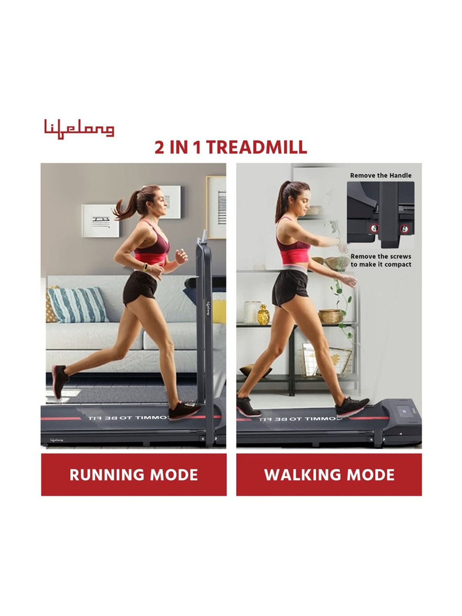 Lifelong Fit Pro 2HP Peak DC Motorized Treadmill (Black) Size - One Size