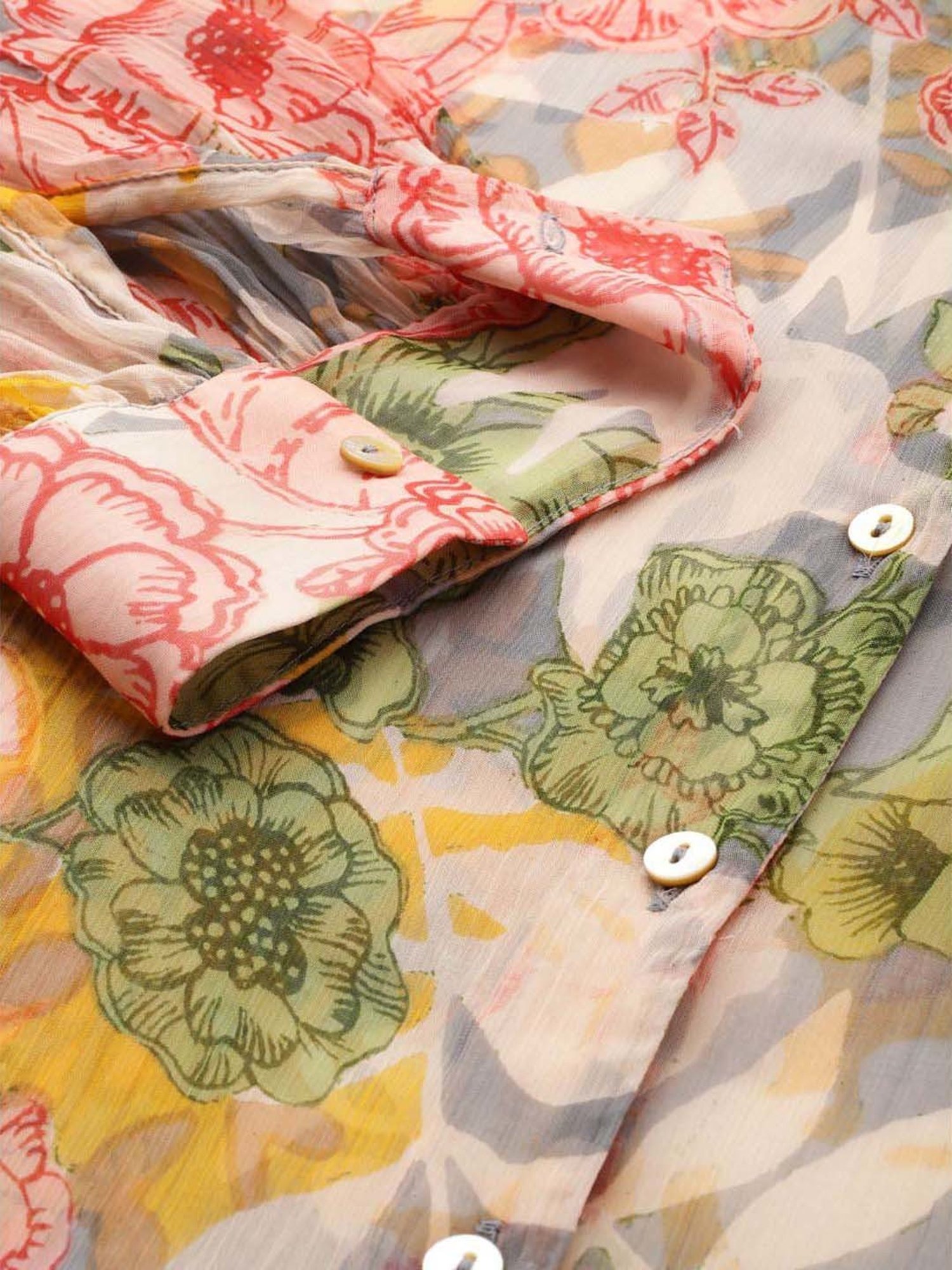 Label Ritu Kumar Multicolored Floral Print Shirt With Camisole