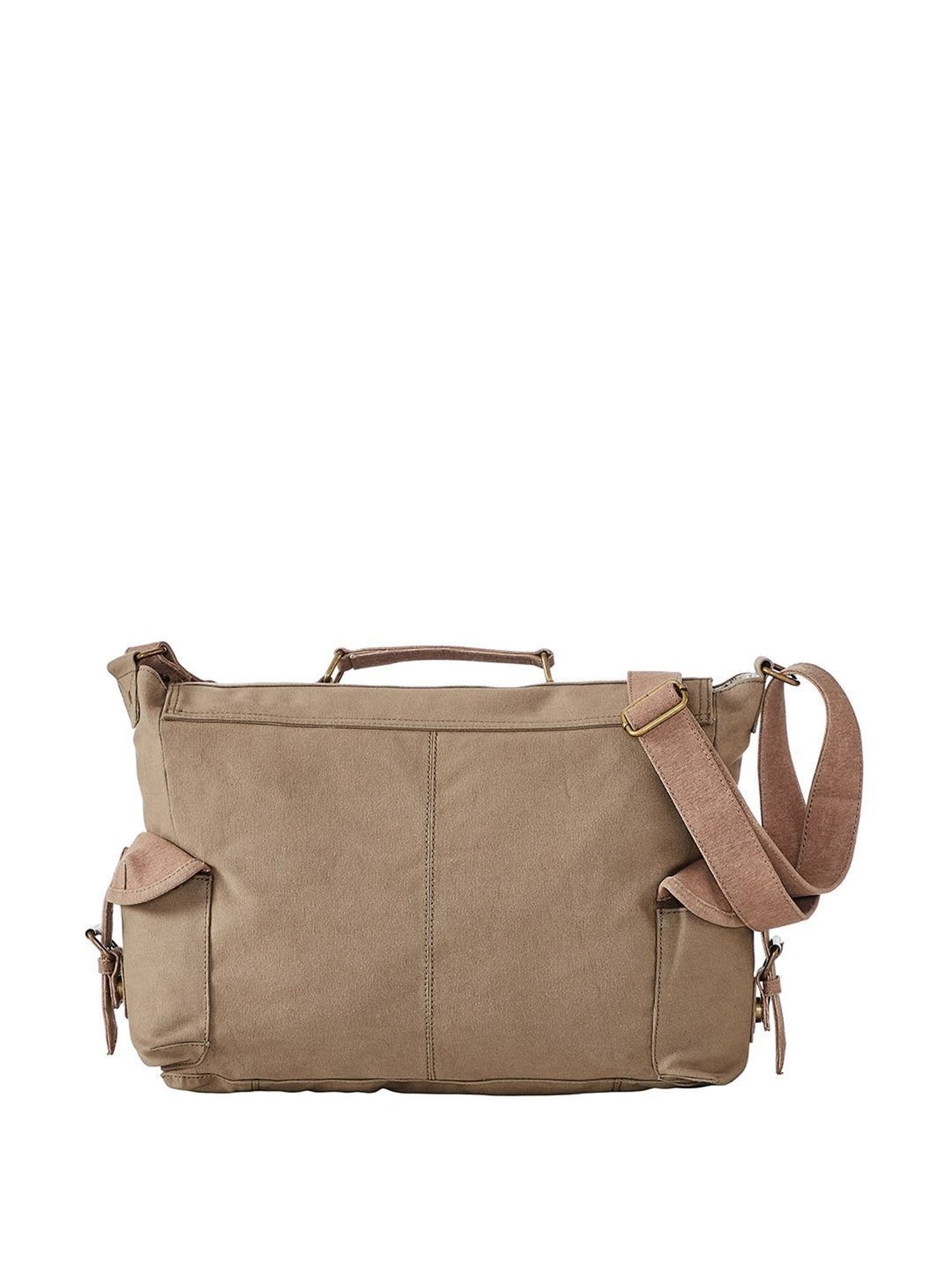 Mona B Beige Canvas Medium Messenger Bag