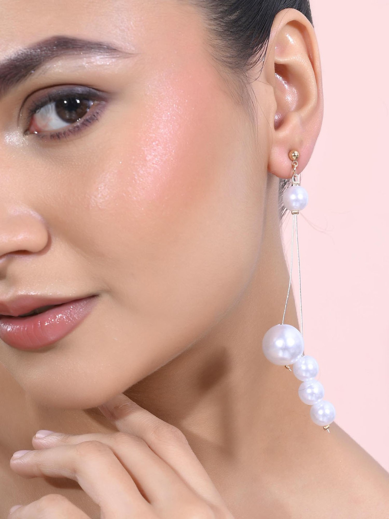 VOJ Pearl Studded Handcrafted Classic Drop Earrings for Women
