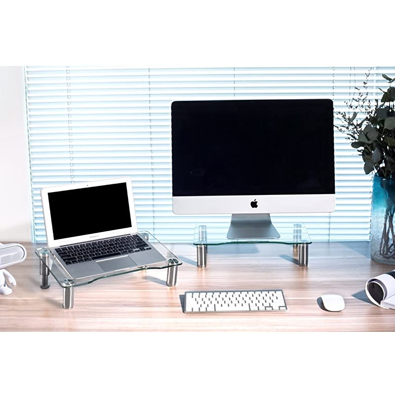 Pack Computer Monitor Riser with Height Adjustable Multi Media Desktop Stand for Flat Screen LCD LED TV LaptopNotebookXbox One