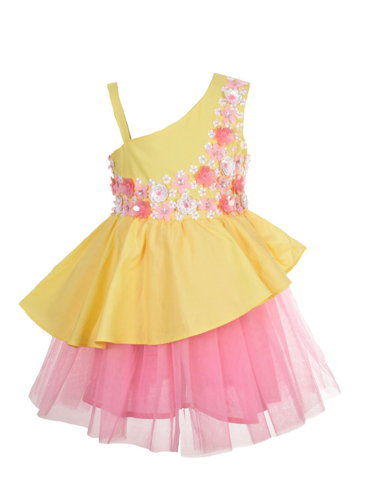 A Little Fable Kids Yellow Applique Dress