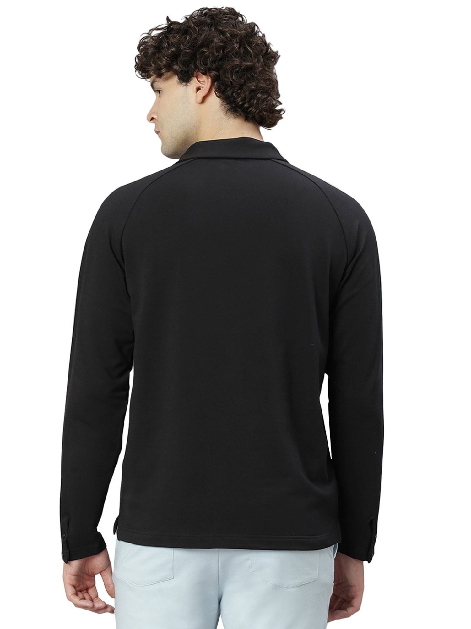 Slowave Black Regular Fit Polo T-Shirt