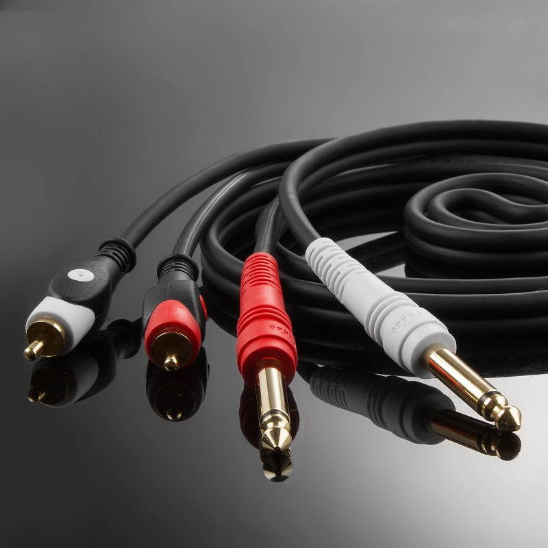 5ft Dual RCA Male Jack to Dual 6.35mm 1/4" TRS Male Plug Stereo Audio Cable Cord Wire for Mixer AV Amplifier (1pcs)