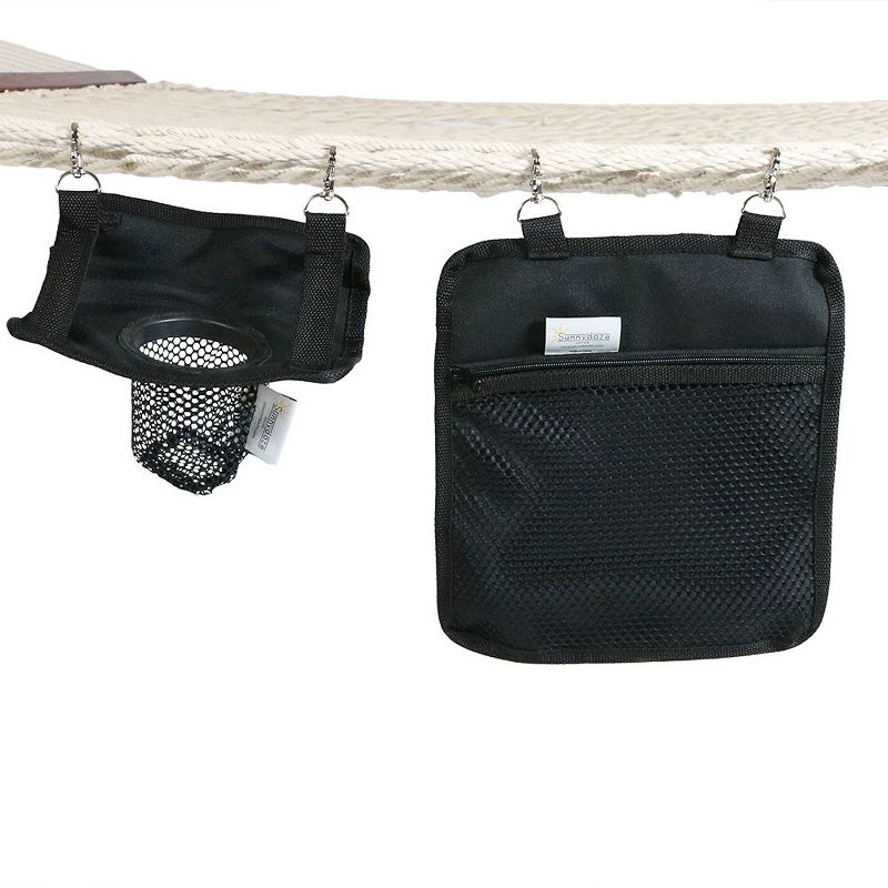 Sunnydaze Outdoor Rope Hammock Hanging Drink Holder and Tablet Device Holder