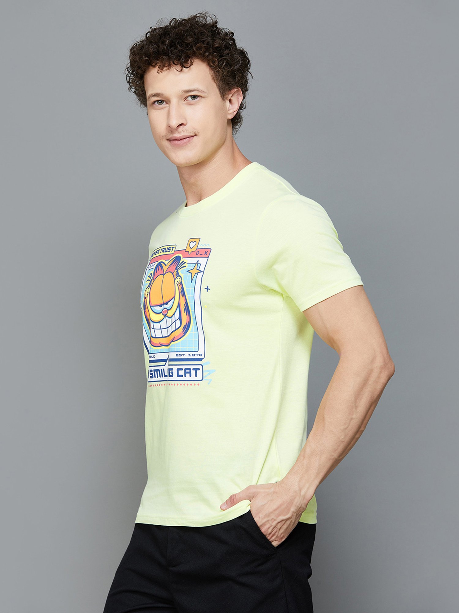 Fame Forever by Lifestyle Lime Yellow Regular Fit Graphic Print T-Shirt