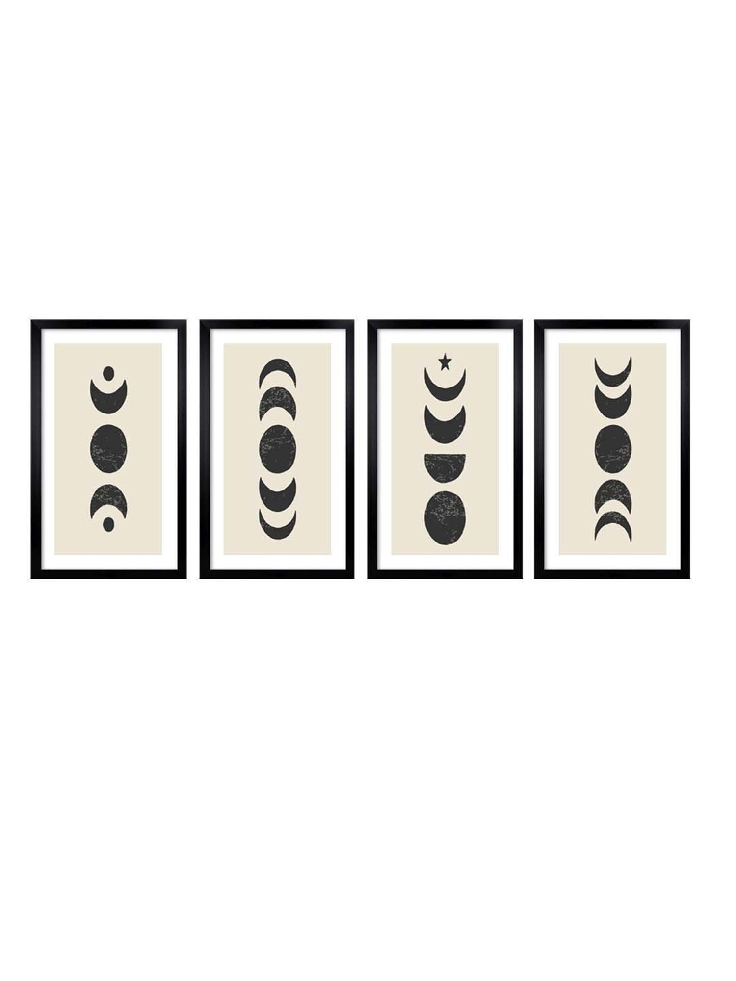 999store Beige & Black Moon And Star Canvas Wall Painting