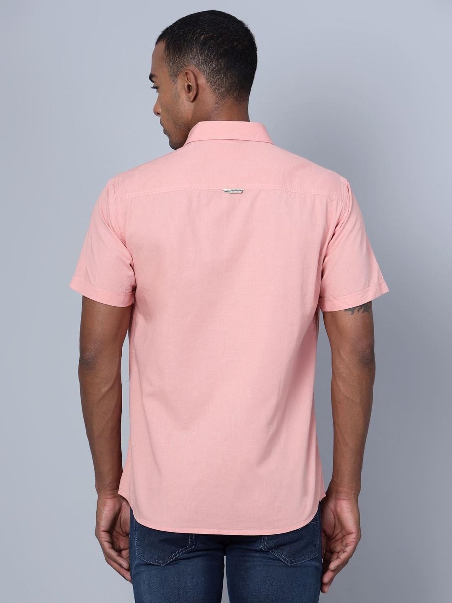 Cantabil Pink Cotton Regular Fit Shirt