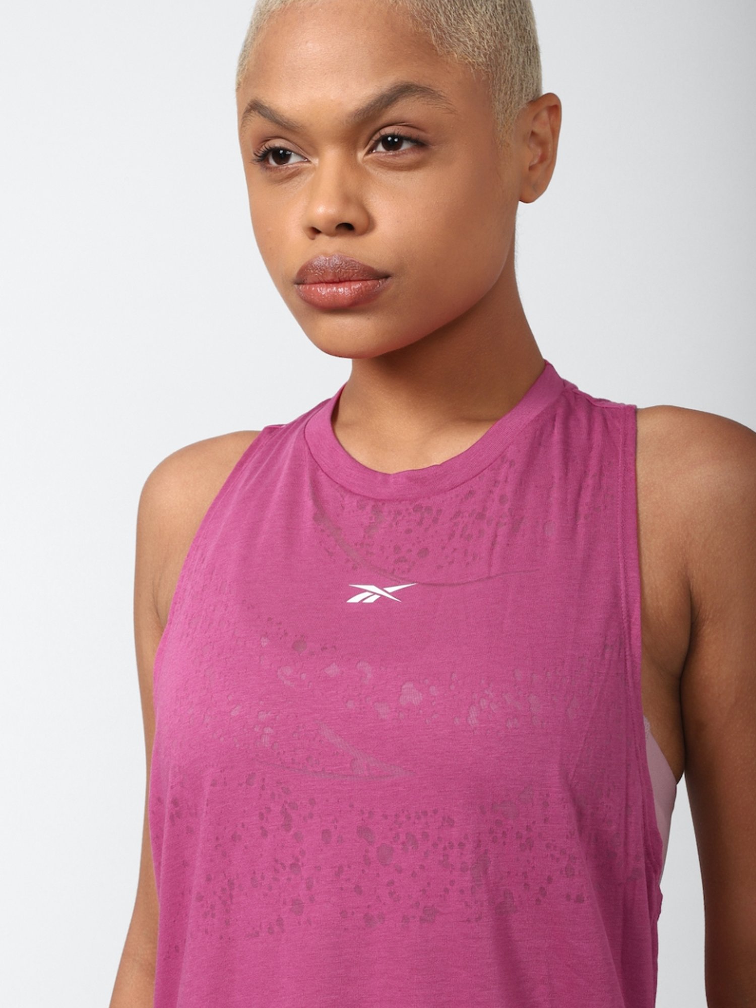 Reebok Pink Logo Print Tank Top