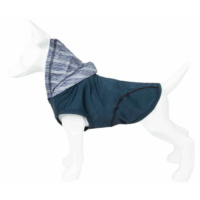 Pet Life Active Pull-Rover 4-Way Stretch Two-Toned Performance Sleeveless Hoodie Dog T-Shirt - Navy Blue - XL