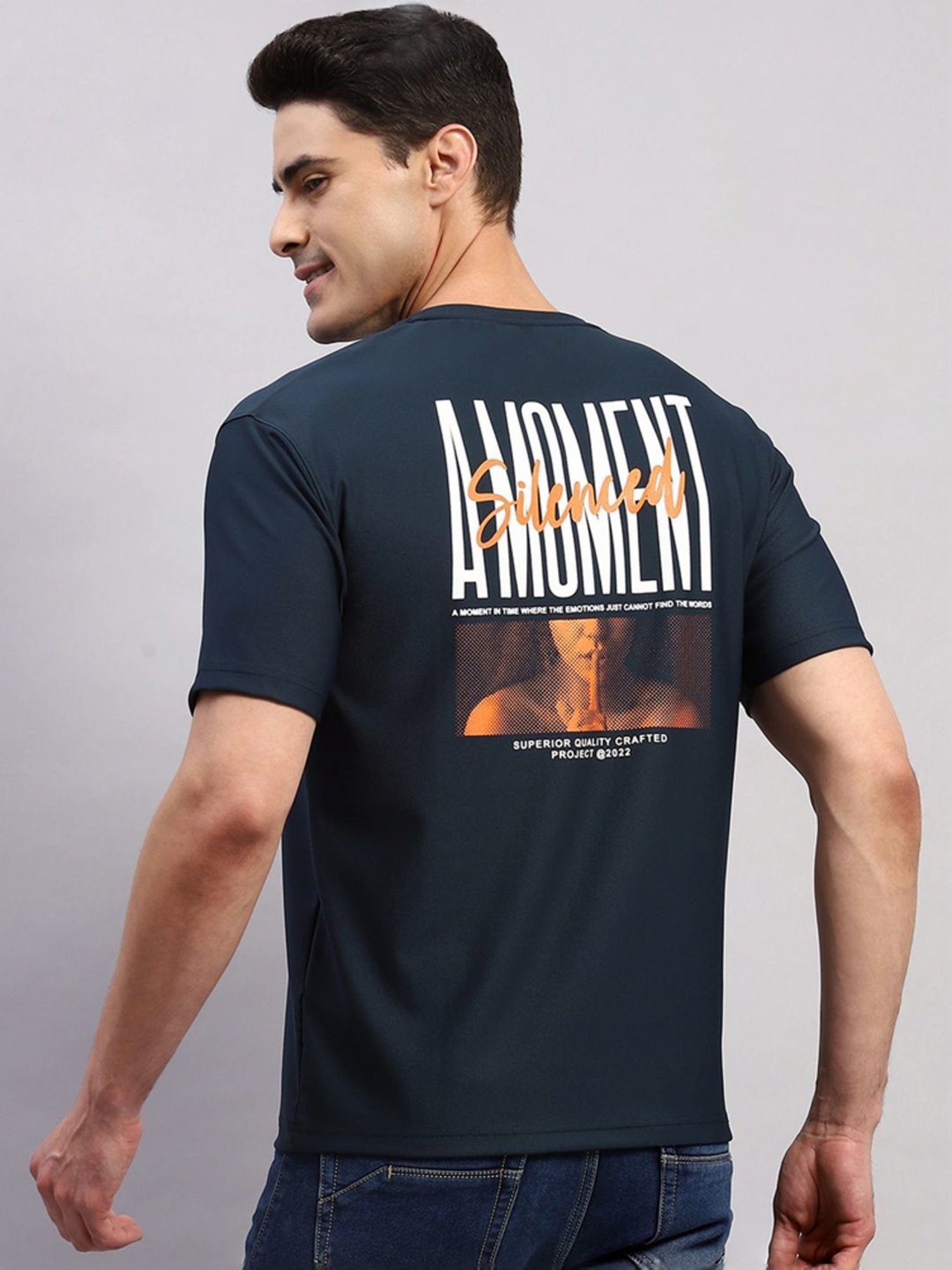 Rock.It Navy Regular Fit Printed T-Shirt