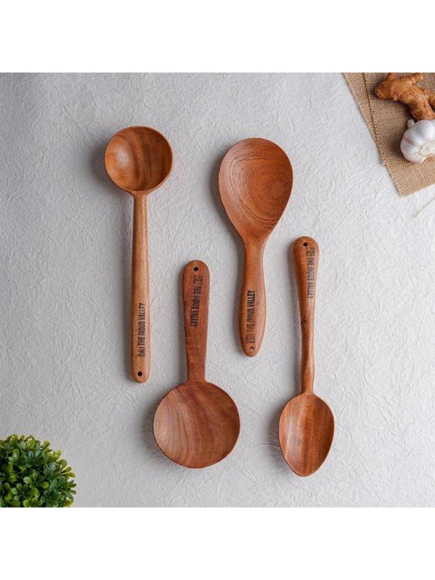 The Indus Valley Brown Wooden Spatulas - Set of 4