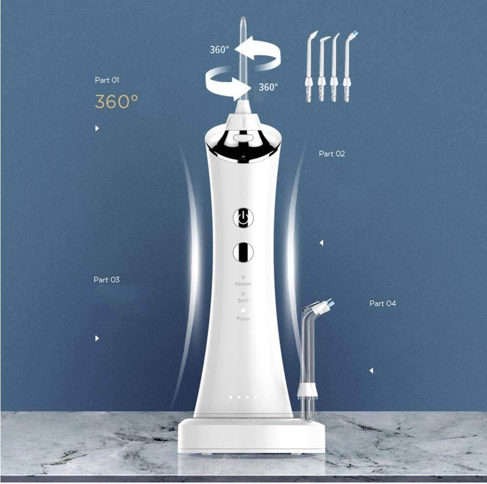 Cordless Water Flosser Professional Teeth Dental Oral Irrigator IPX7 Waterproof, 3 Modes 4 Jets Water Flosser Teeth Cleaner for Home and Travel