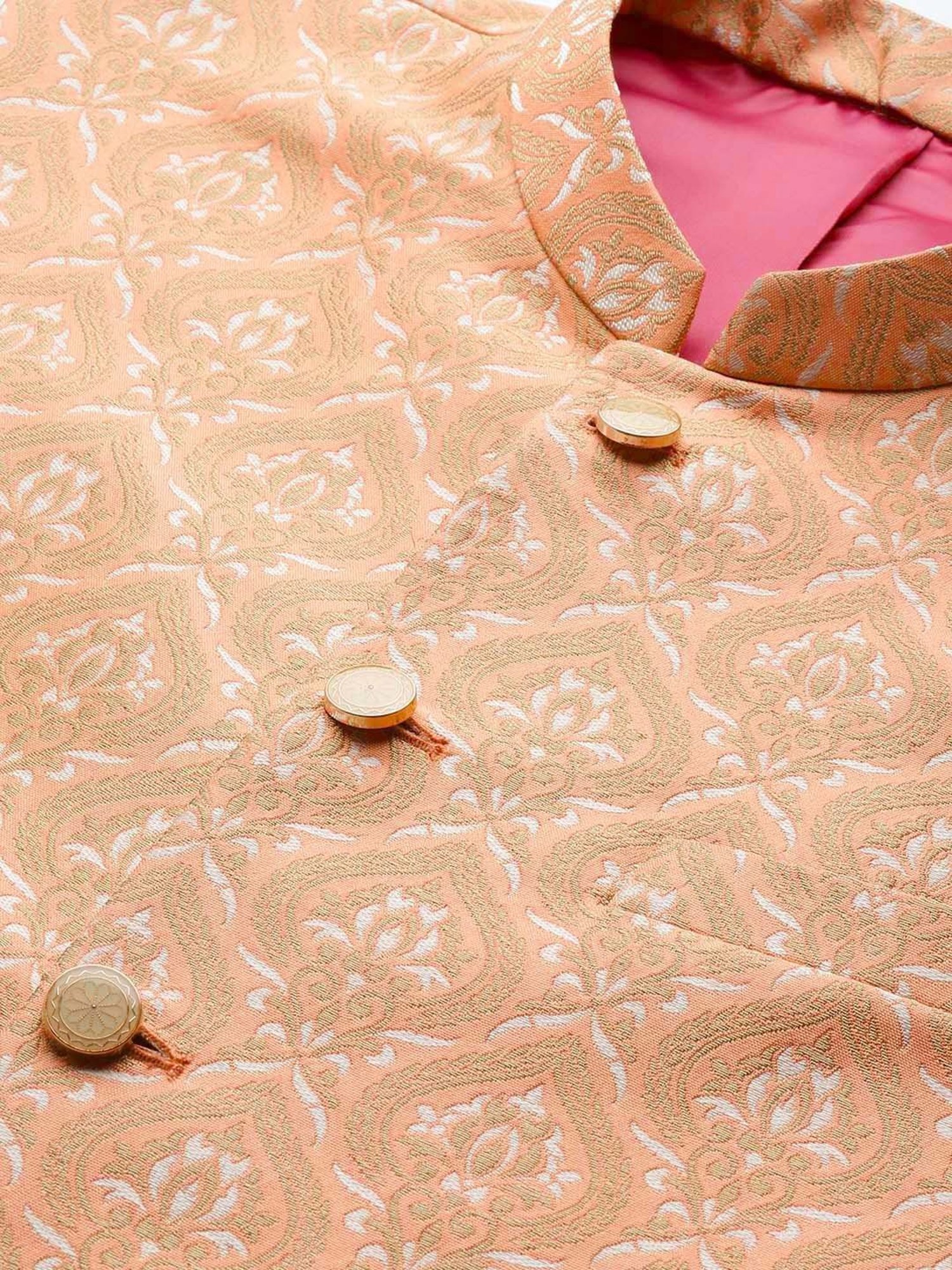 ManQ Peach Slim Fit Nehru Jacket