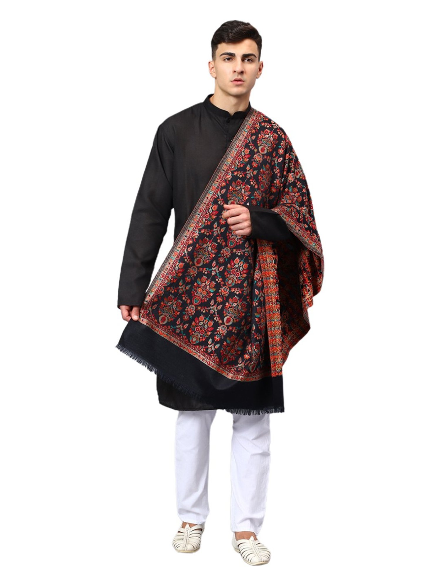 Aditi Wasan Black Floral Jacquard Stole