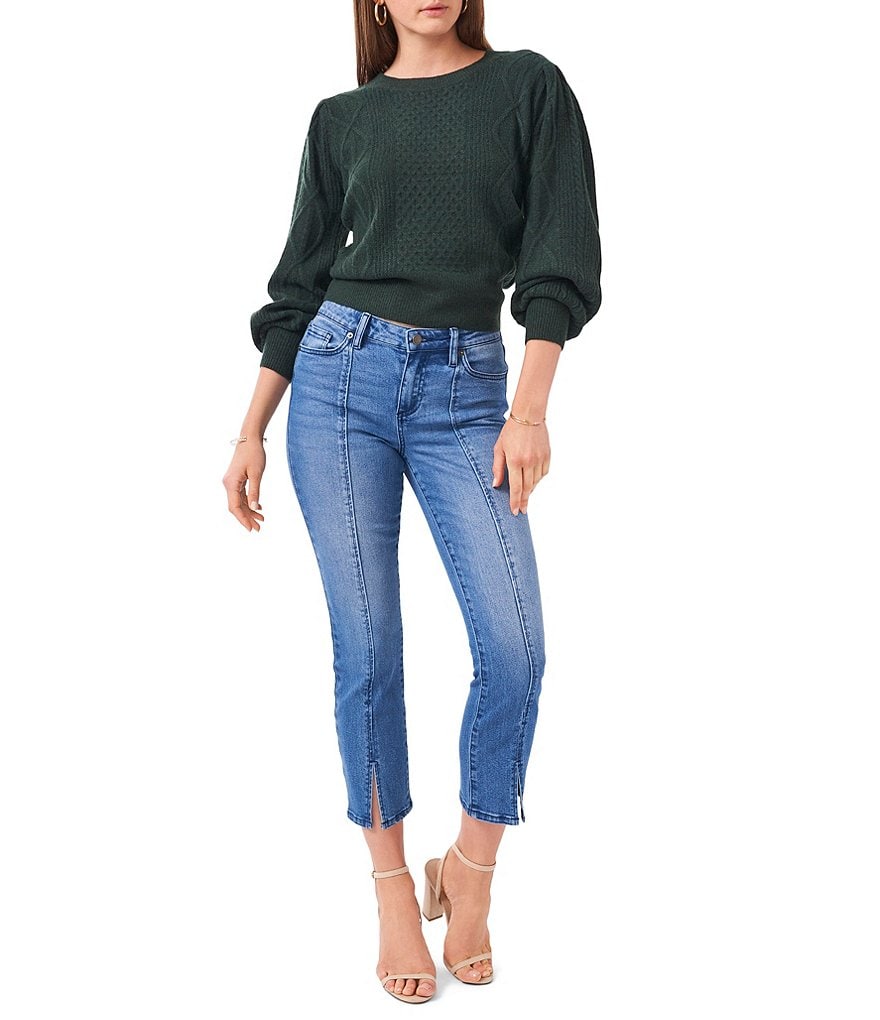 1. STATE Denim Front Seam Ankle Length Slit Hem Jeans