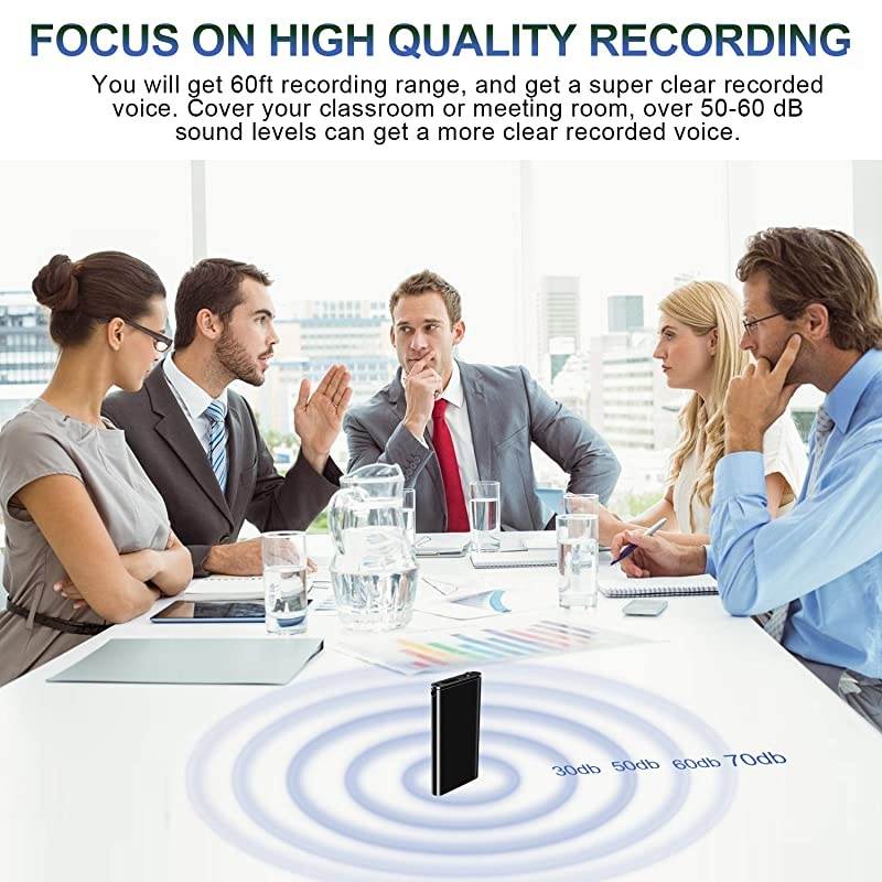 Recorder, Mini Activated Recorder, 8GB Memory Audio Recorders, Recording Device w/USB Rechargeable and MP3 Functions, Ideal for Lectures, Meetings, Interviews, Up to 96 Hours