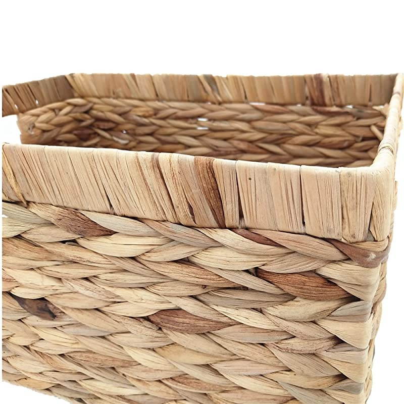 Woven Natural Water hyacinth Rectangular Storage Baskets with inside HandleLarge