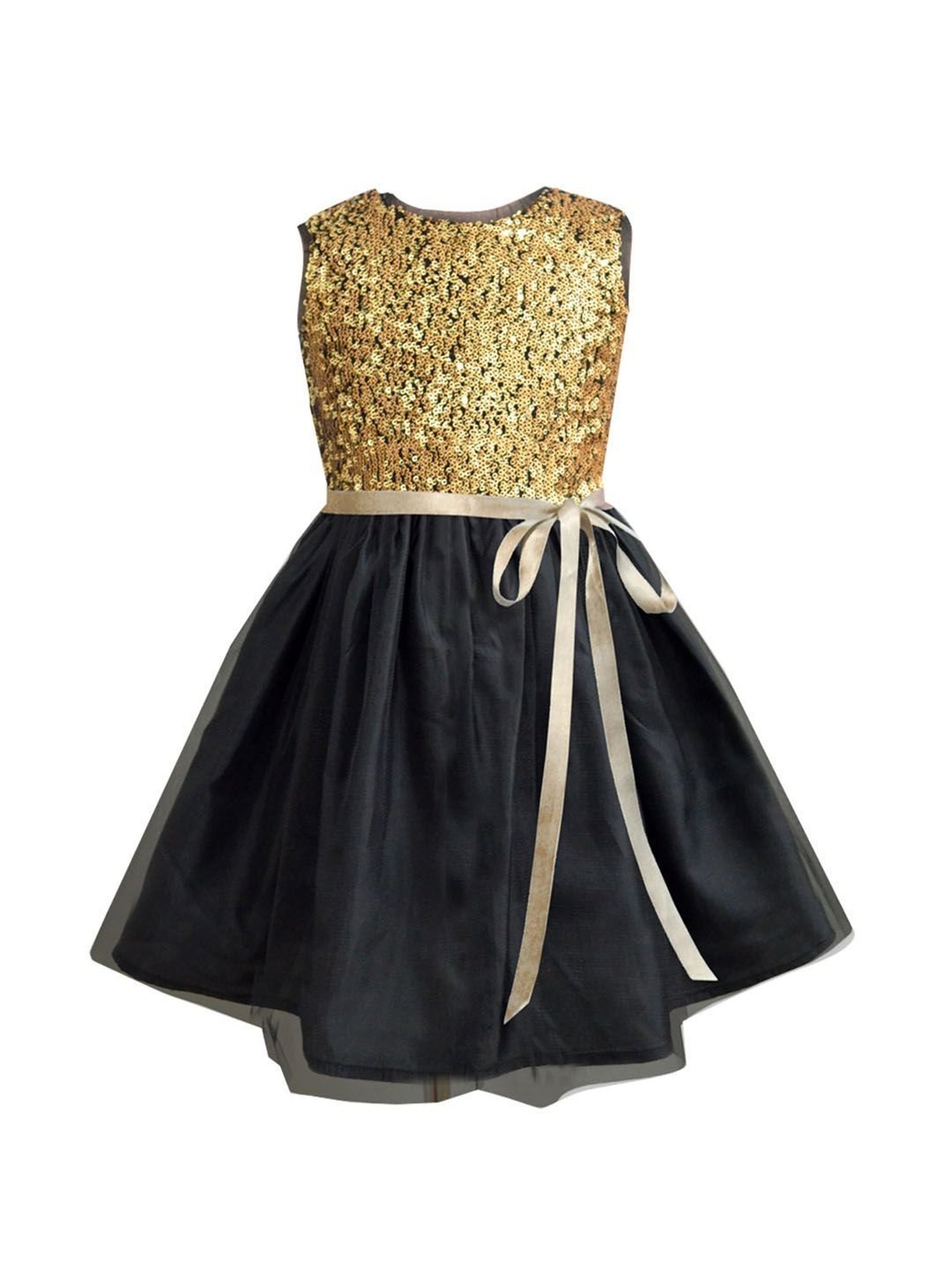 A.T.U.N. Girls Gold & Navy Embellished Dress