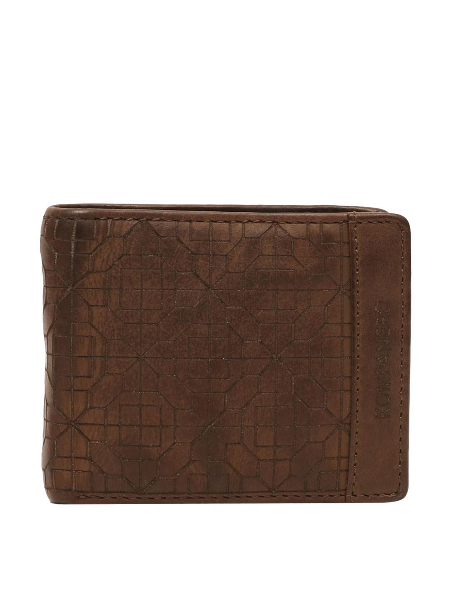 KOMPANERO Arlo Brown Textured Tri-Fold Wallet