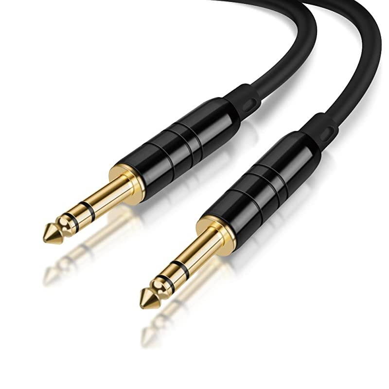 1/4&rsquo;&rsquo; TRS Cable, [2-Pack 15FT] 1/4 Inch to 1/4 Inch 6.35mm Balanced Stereo Audio Cable for Studio Monitors,Mixer,Yamaha Speaker/Receiver,Black