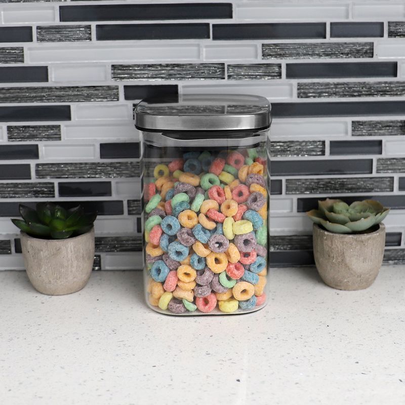 Michael Graves Design Medium 37 Ounce Square Borosilicate Glass Canister with Stainless Steel Top