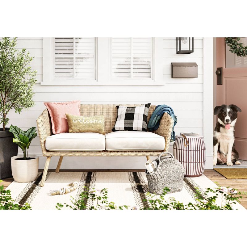 24" Decorative Throw Pillow DuraSeason Fabric™ Flanged Melon - Threshold™