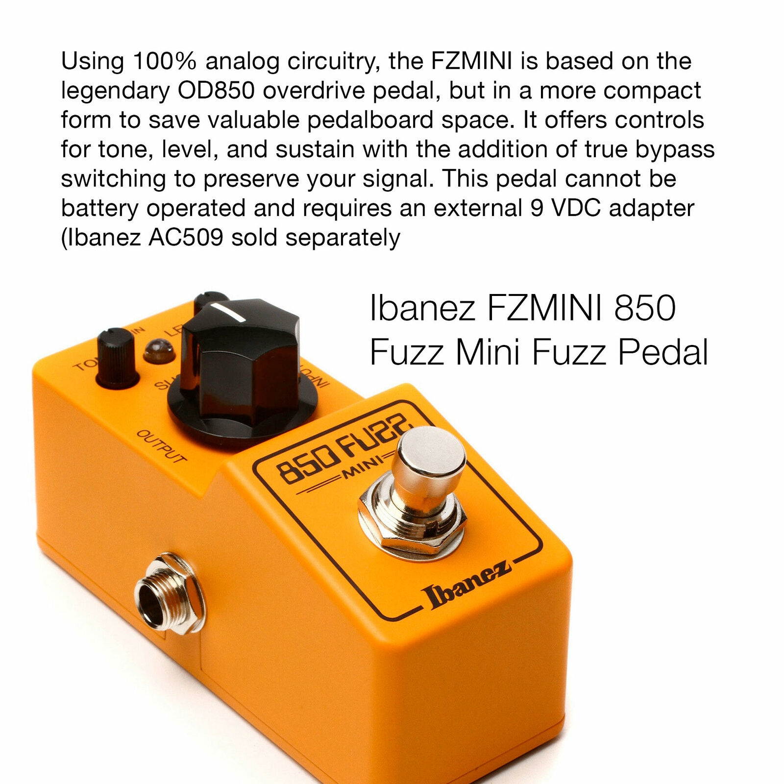 Ibanez 850 Fuzz FZ Mini Fuzz Pedal Made in Japan with 2 Patch Cables and Cloth
