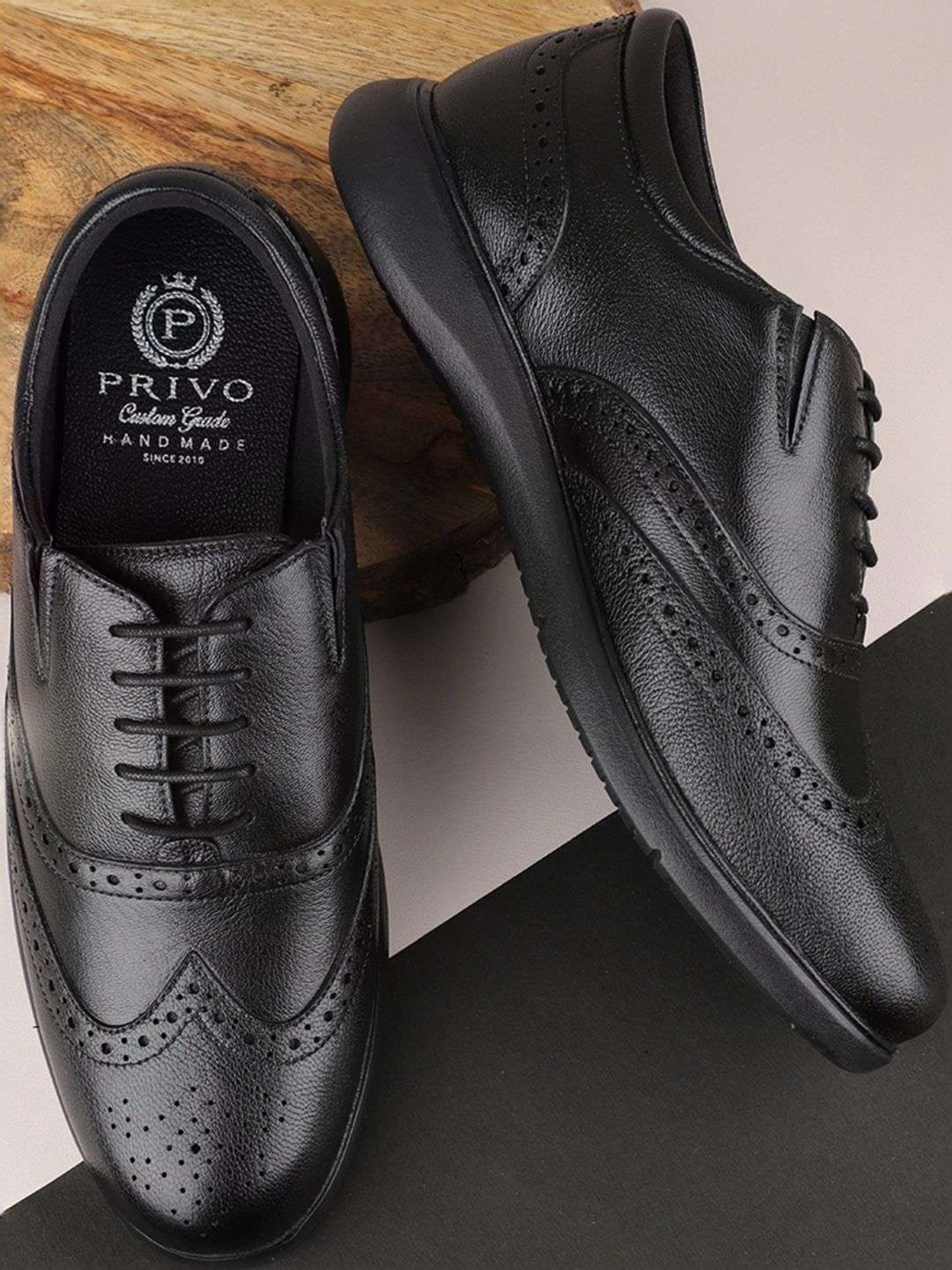 Privo by Inc.5 Men's Black Brogue Shoes
