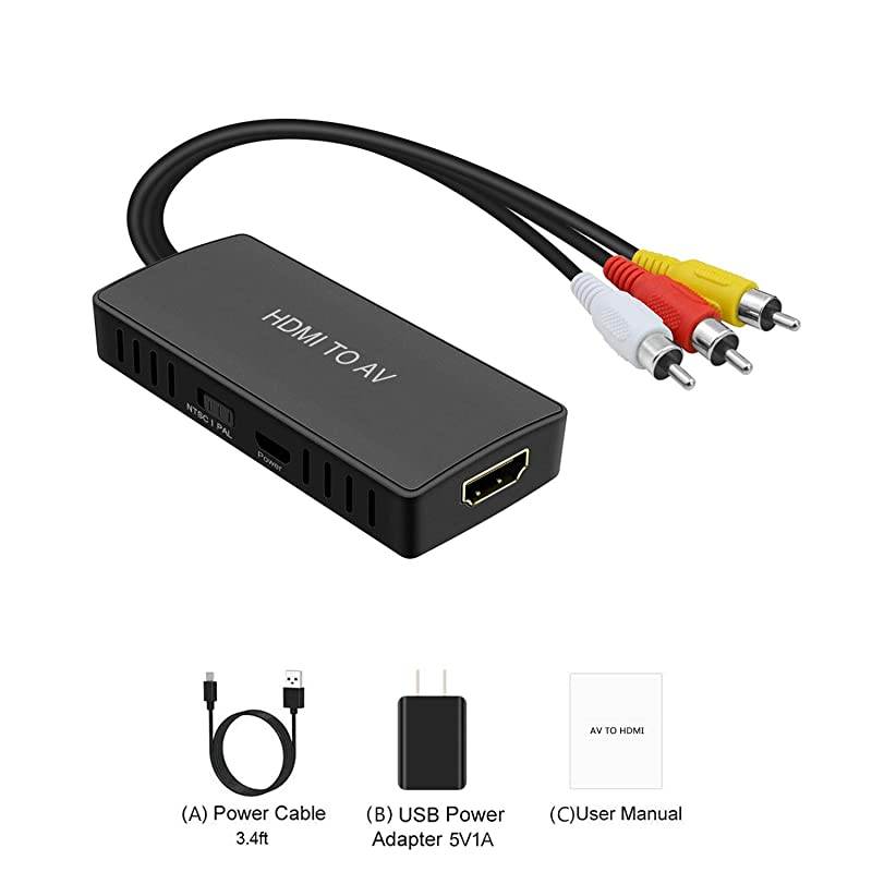 to AV Converter Converter to RCA Video Audio Adapter to AV Converter Compatible for PS3 Blu Ray Player Sky HD Box Converter to RCA