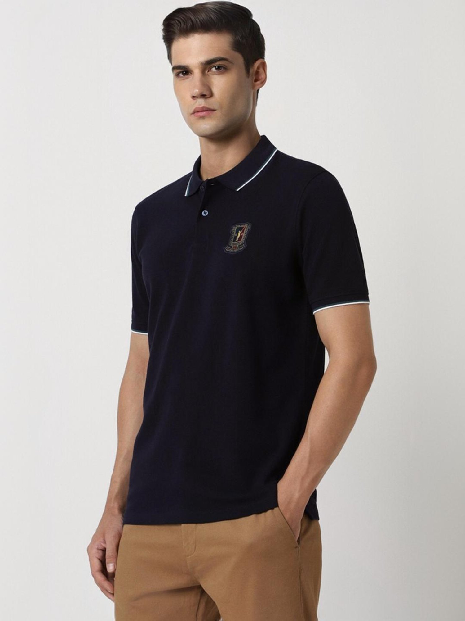 Peter England Navy Regular Fit Polo T-Shirt
