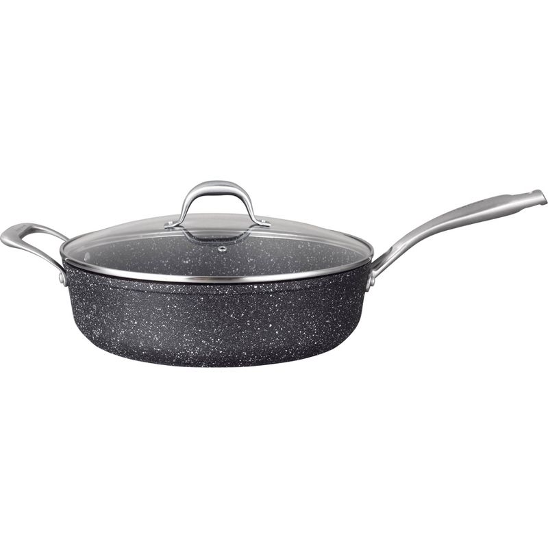 MasterPan 5qt Non-Stick Cast Aluminum Sautee Pan with Glass Lid Black