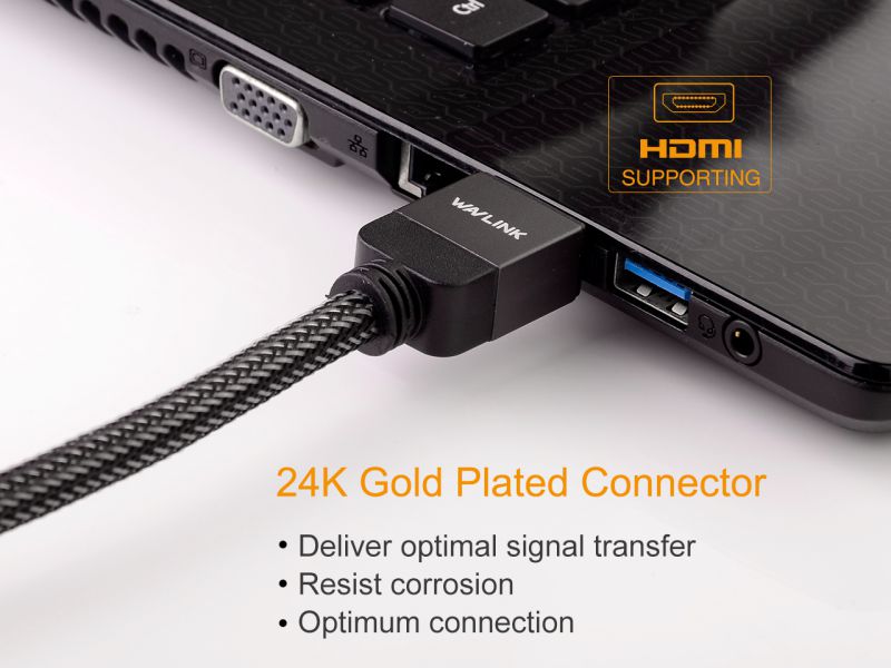 Wavlink 4K HDMI Cable - 6.6ft  Zinc Alloy Shell HDMI Male to HDMI Male cable - Braided Cord (30AWG) - High Speed with Ethernet & Audio Return - Support 4K 2160p, HD 1080p, 3D