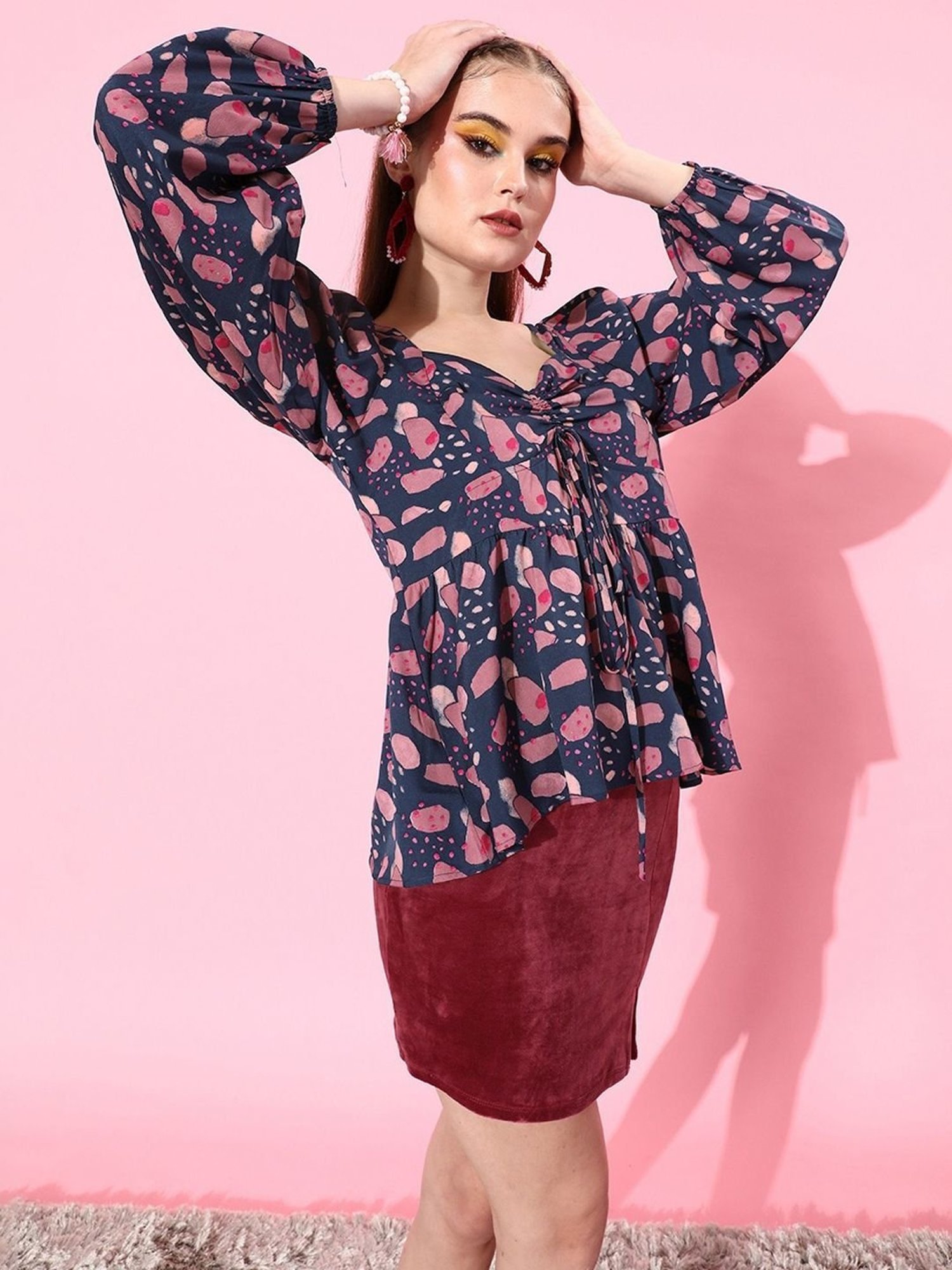 Style Quotient Navy Printed Top