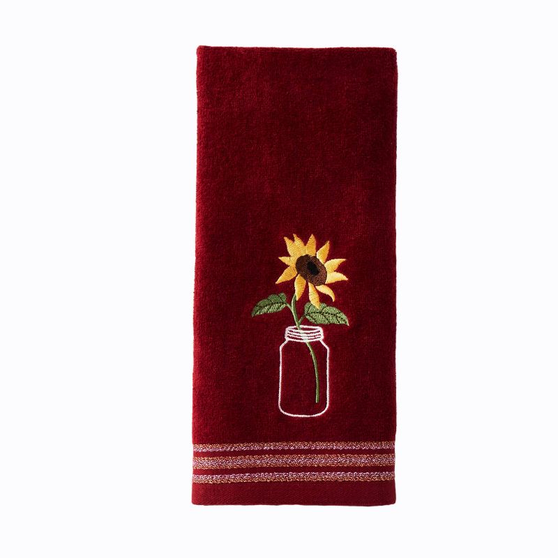 2pc Sunflower in Jar Hand Towel Set Burgundy - SKL Home