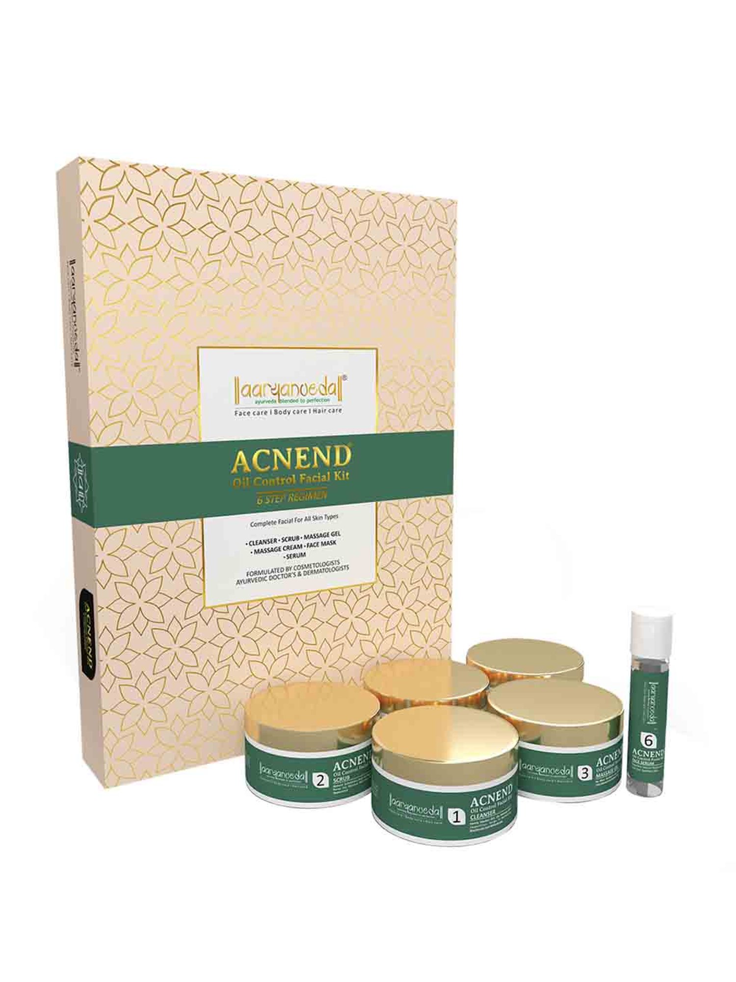 Aryanveda Acnend Oil Control Facial Kit, A Complete Solution With 6 Step Regimen