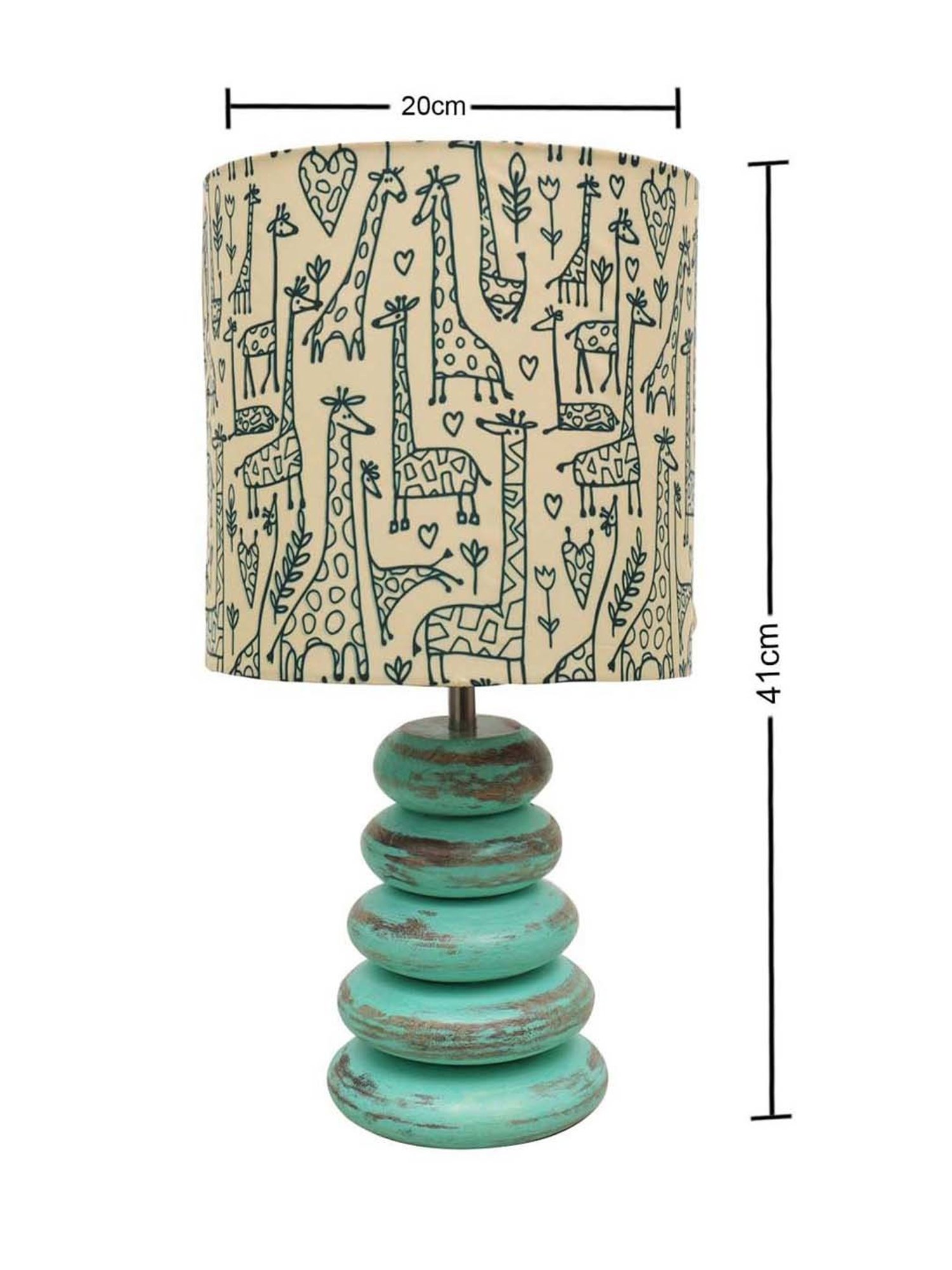 Homesake Off-White & Green Wood Bedside Desk Nightstand Table Lamp