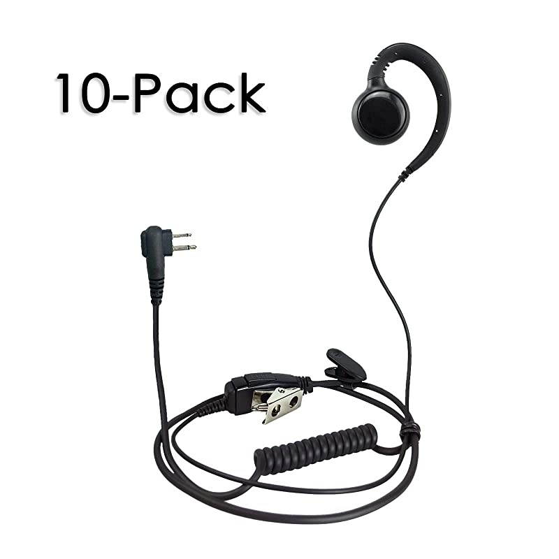 Two Way Radio Swivel Headset Earpiece PTT for Motorola CP88 CP100 CP200D CLS1110 CLS1410 (10 Pack)