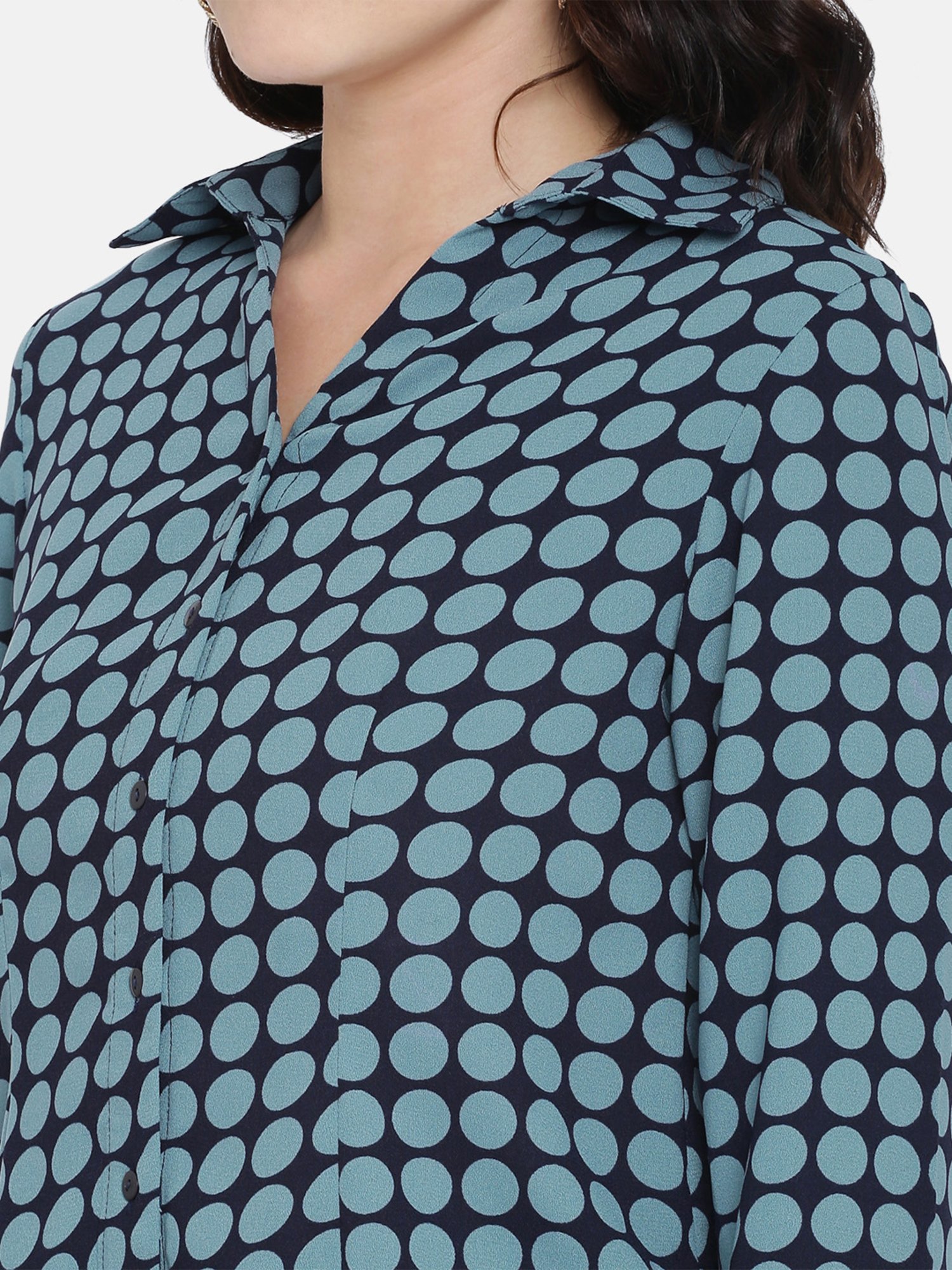 ISU by Radhika Apte Blue Polka Dot Shirt