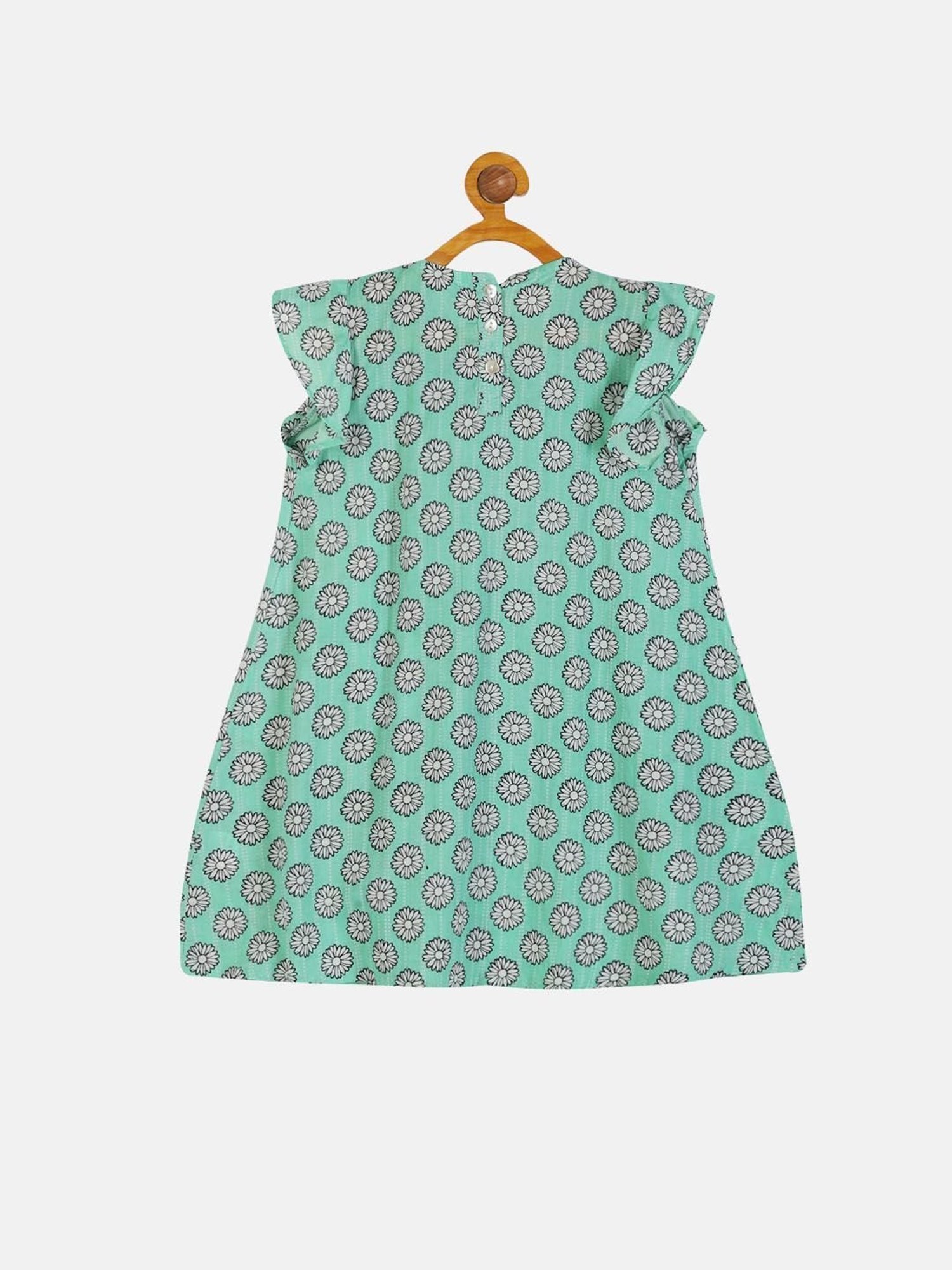 Kiddopanti Kids Green Floral Print Dress