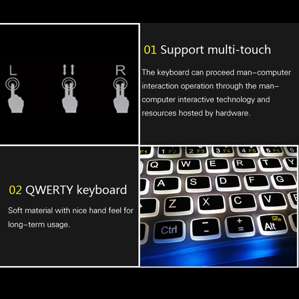 P9 2.4G RF Wireless Keyboard Flash Blacklit Keyboard w/ Touchpad Mouse Combo Multimedia Keys Handheld Remote