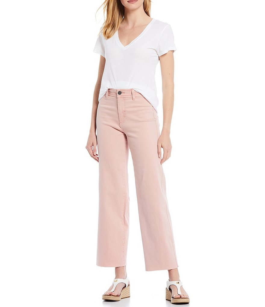 KUT from the Kloth Angela High Rise Wide Leg Raw Hem Gaucho Jeans