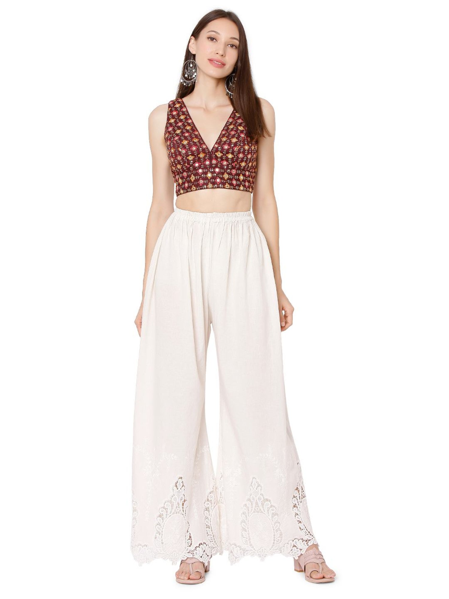 Salwar Studio Maroon Embroidered Blouse