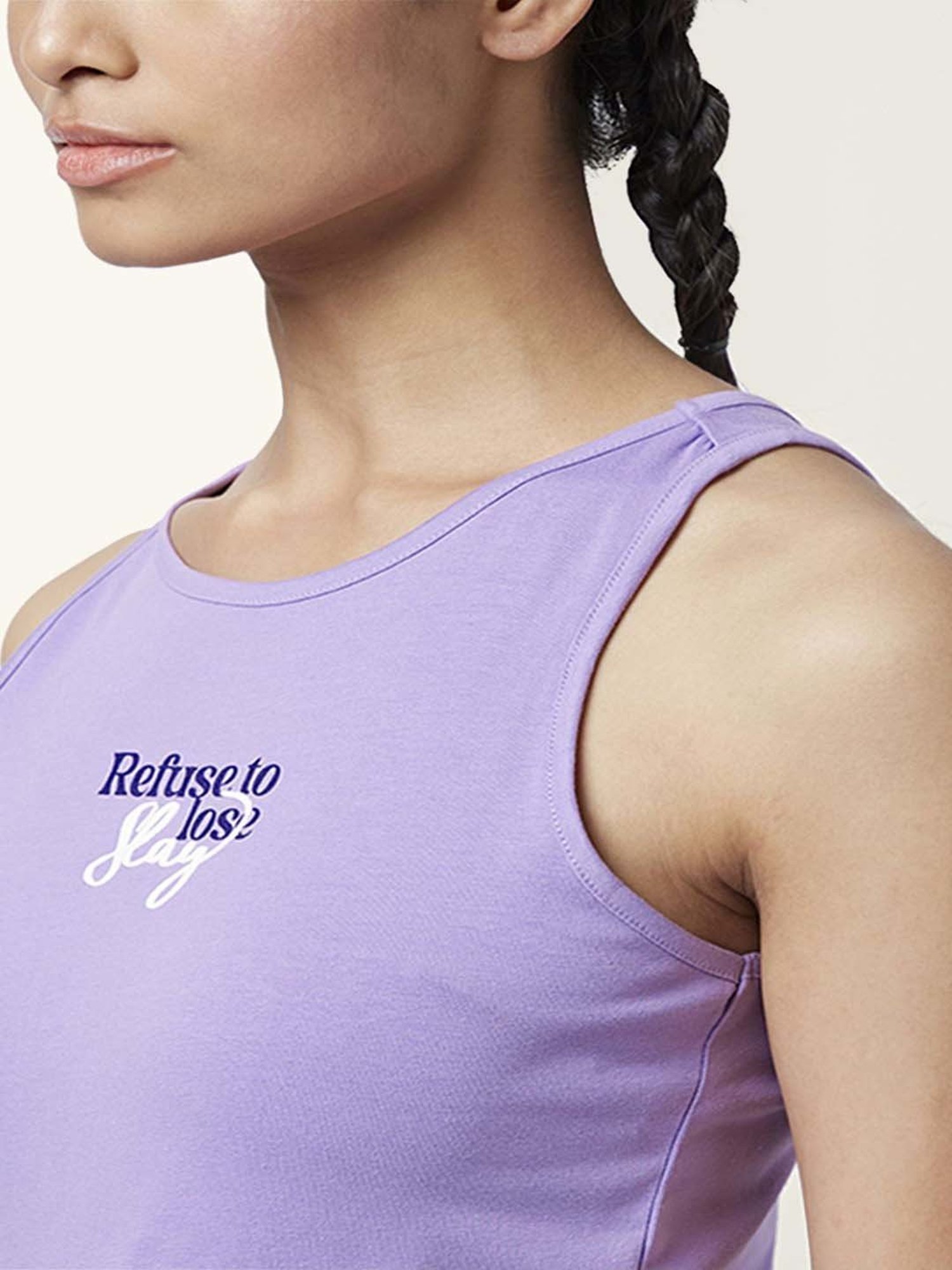 Ajile by Pantaloons Purple Cotton Printed Tank Top