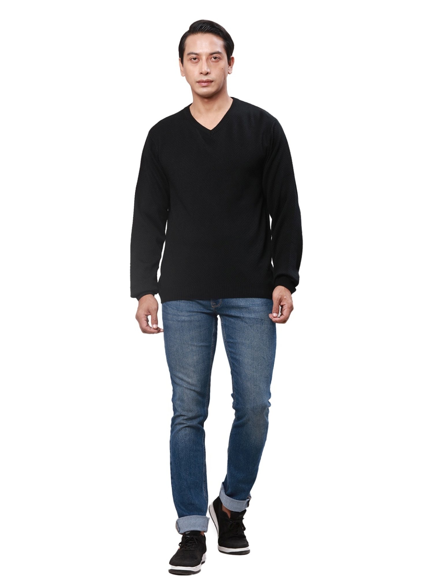 Park Avenue Black Regular Fit Sweater